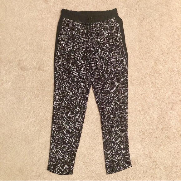 Rachel Roy Drawstring Jogger Black White Polka Dot - Picture 2 of 5